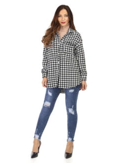 Surchemise Pied-de-poule -Chemisier Gilet Soldes Boutique Y12 190052 BLKWHT 3