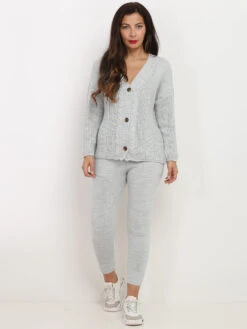 Ensemble Gilet Pantalon En Maille -Chemisier Gilet Soldes Boutique Z04 1520 LOT LTGRY 3