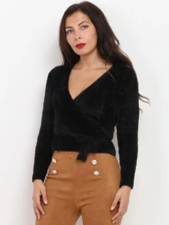 Gilet Cache Coeur Côtelé En Maille Duveteuse