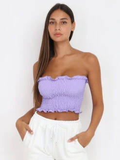 Crop-top Bandeau Smocké