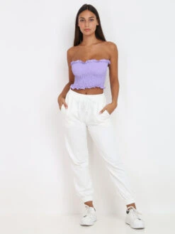 Crop-top Bandeau Smocké -Chemisier Gilet Soldes Boutique Z24 3381 PRP 3